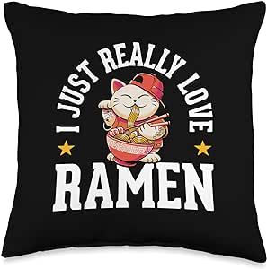 I Just Really Love Ramen Noodles Japan Food Ramen My Favorite Type of Men is Ramen Throw Pillow, 16x16, Multicolor