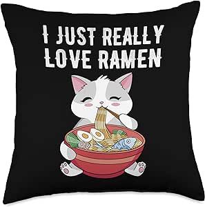 I Just Really Love Ramen Noodles Japan Food Ramen My Favorite Type of Men is Ramen Throw Pillow, 18x18, Multicolor